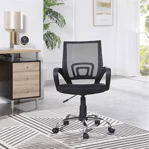 Mesh Upholstered Adjustable Height Ergonomic Office Chair in Black - Swivel, Lumbar Support (Set of 4)