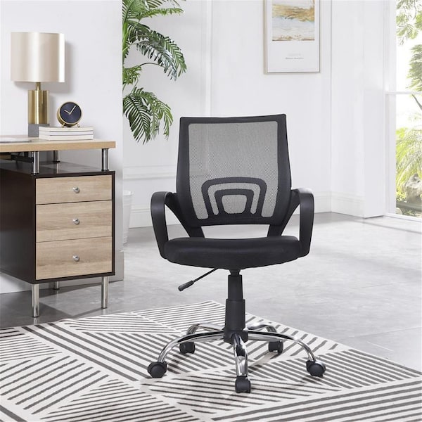 HOMESTOCK Mesh Upholstered Adjustable Height Ergonomic Office Chair in Black - Swivel, Lumbar Support (Set of 4)
