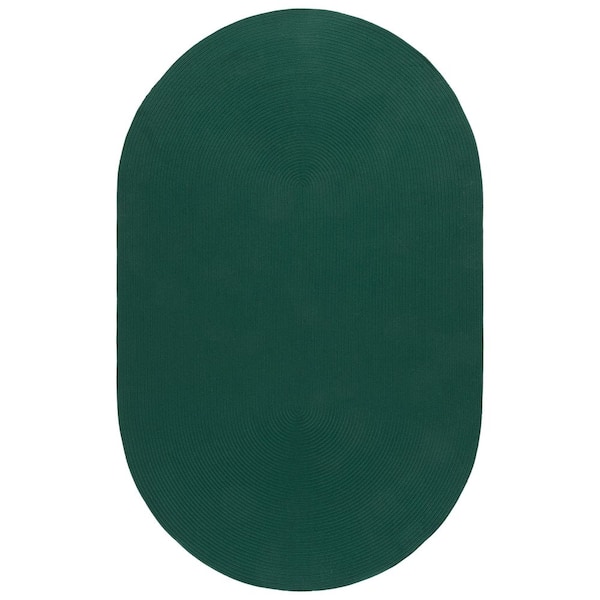 Braided 6 ft. x 9 ft. Oval Green Modern Solid Color Area Rug