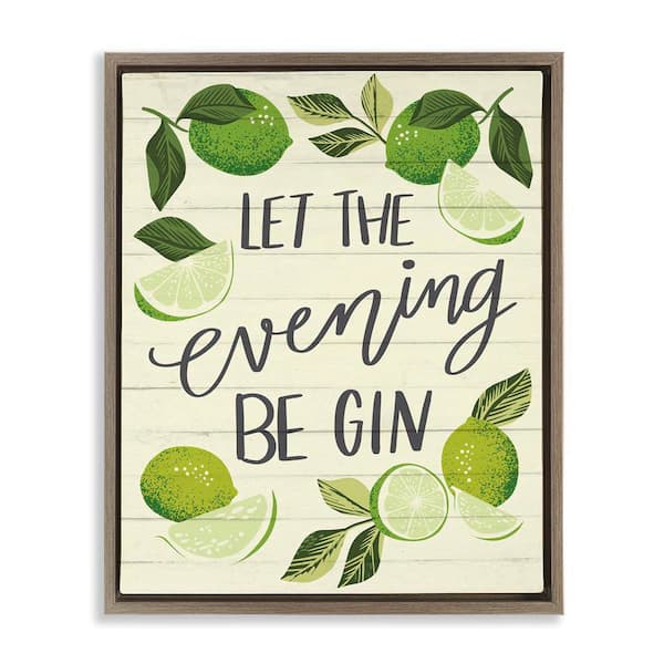 Stupell Industries Let Evening Be Gin by Caroline Alfreds Brown Floater Frame Food Graphic Art Print 31 in. x 25 in.