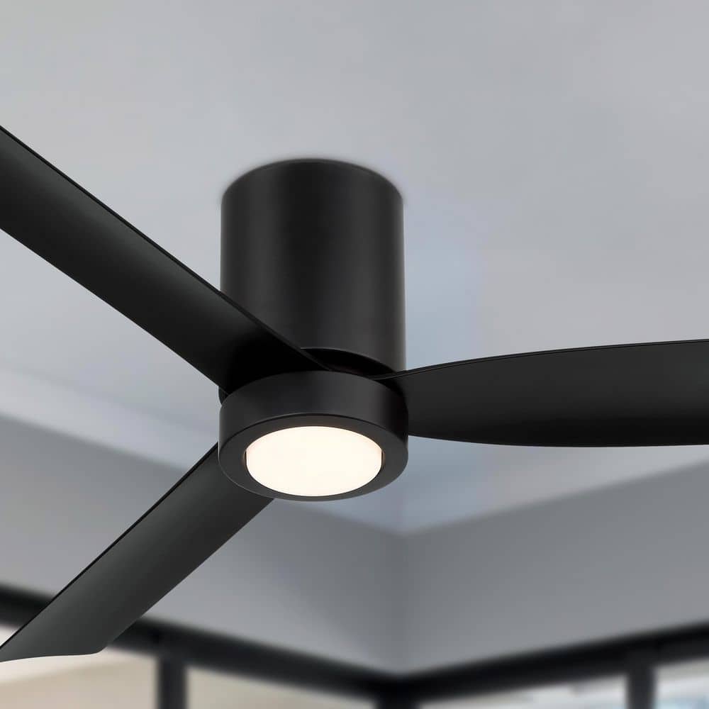 CORMAC 3-Blade 52 in. Indoor/Outdoor Matte Black Low Profile Ceiling Fan with Color Select LED Light and Remote Included price history on PriceWatchPro