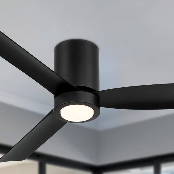 ARRANMORE LIGHTING & FANS CORMAC 3-Blade 52 in. Indoor/Outdoor Matte Black Low Profile Ceiling Fan with Color Select LED Light and Remote Included