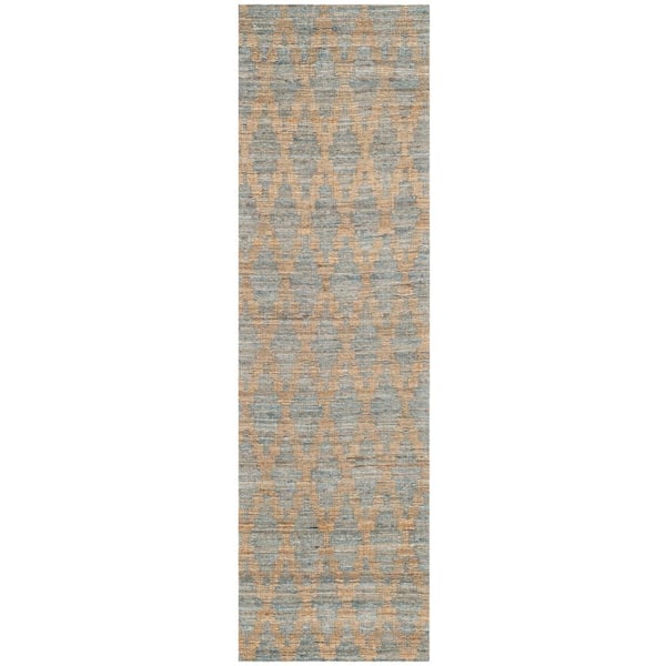 SAFAVIEH Cape Cod Light Blue/Gold 2 ft. x 8 ft. Geometric Runner Rug