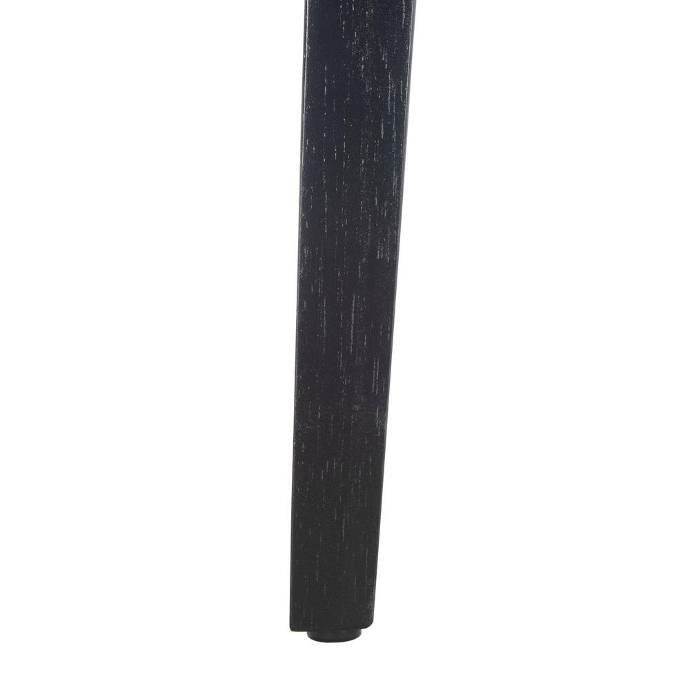 Round Black and Natural Wood Metal Accent Table with Storage