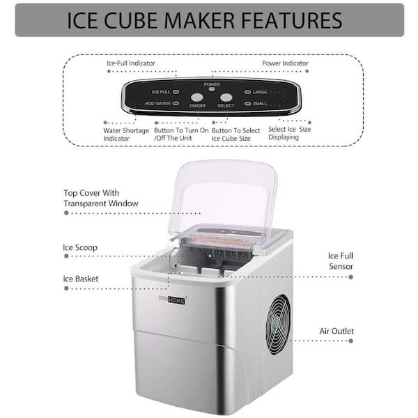 Compact and Portable Ice Maker, Silver