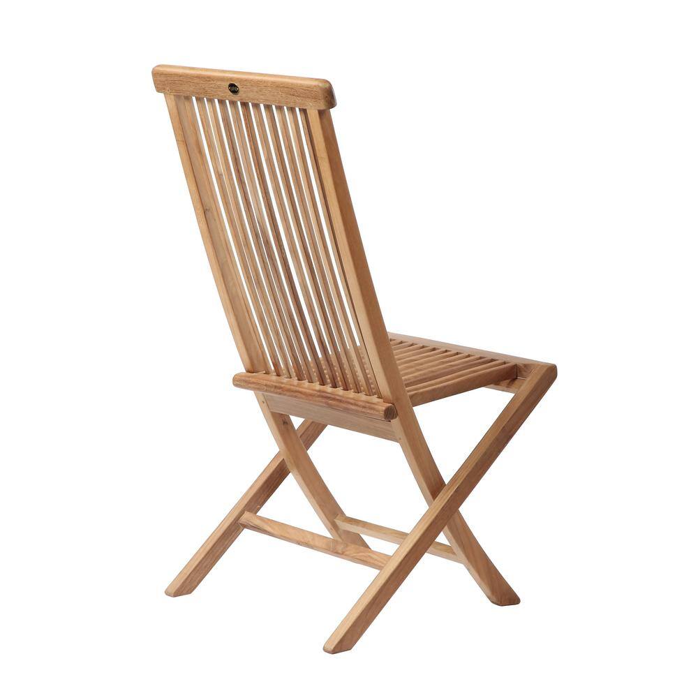 Honey Teak Wood Folding Dining Chair with Curved Backrest