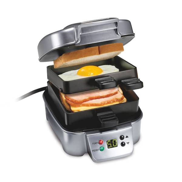 Hamilton Beach 1400-Watt Silver Panini Press with Non-Stick
