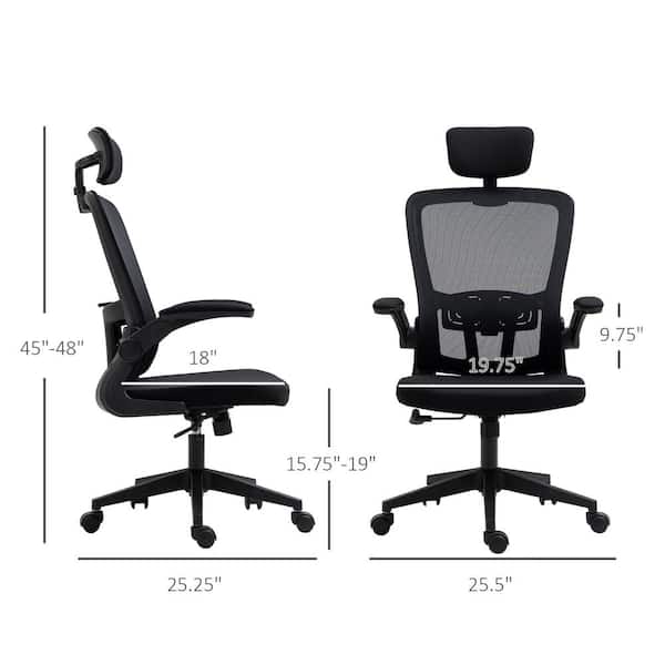 Vinsetto Armless Office Chair with Adjustable Height Mesh Back