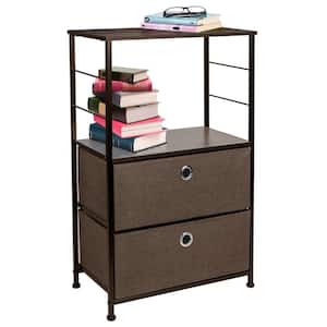 2-Drawer Brown Nightstand 33.75 in. H x 21.62 in. W x 11.75 in. D