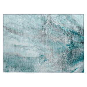 Chantille ACN505 Teal 1 ft. 8 in. x 2 ft. 6 in. Machine Washable Indoor/Outdoor Geometric Area Rug