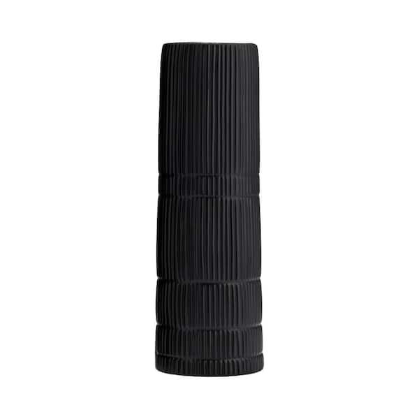 Liv & Skye 15 in. Black Stoneware Lined Cylinder Decorative Vase