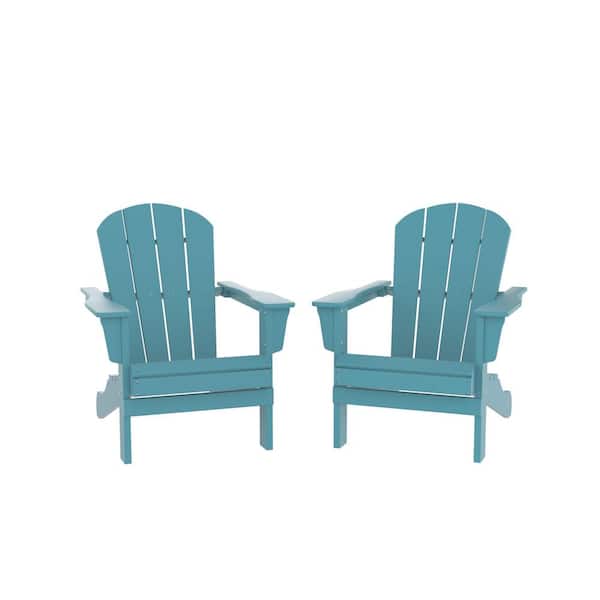 Mondawe Sunset Blue Folding HDPE Reclining Plastic Adirondack Chair With Curved Back Slats (2-Pack)
