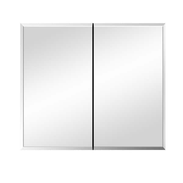 Unbranded 30 in. W x 26 in. H Rectangular Aluminum Medicine Cabinet with Mirror
