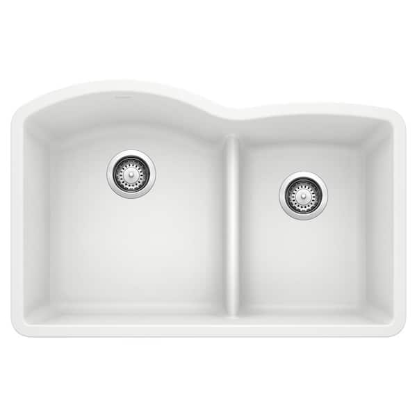 Blanco DIAMOND 32 in. Undermount Double Bowl White Granite Composite Kitchen Sink