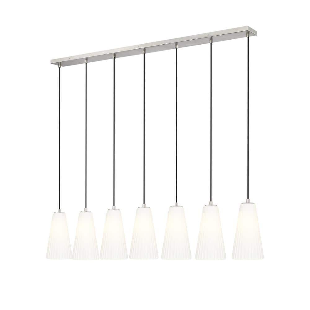 Farrell 7-Light in Brushed Nickel Linear Chandelier with no bulbs included