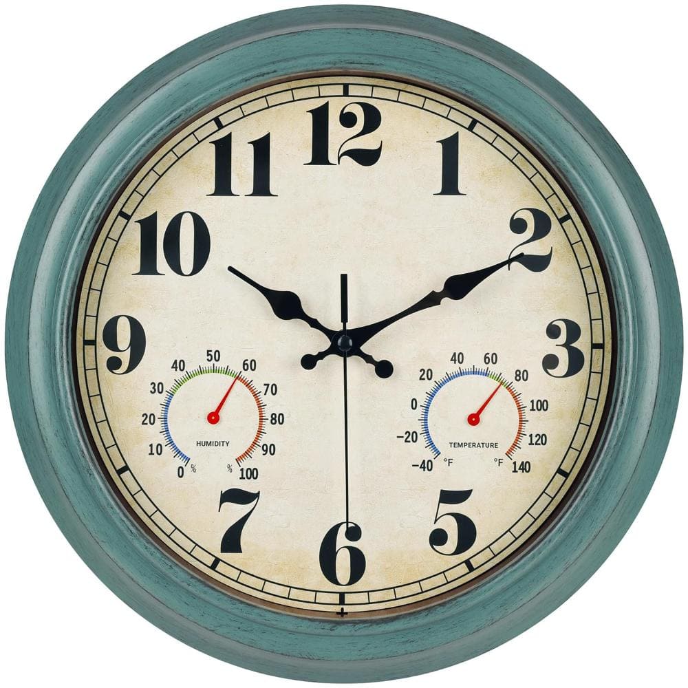 13 in. Outdoor Wall Clock with Thermometer and Hygrometer