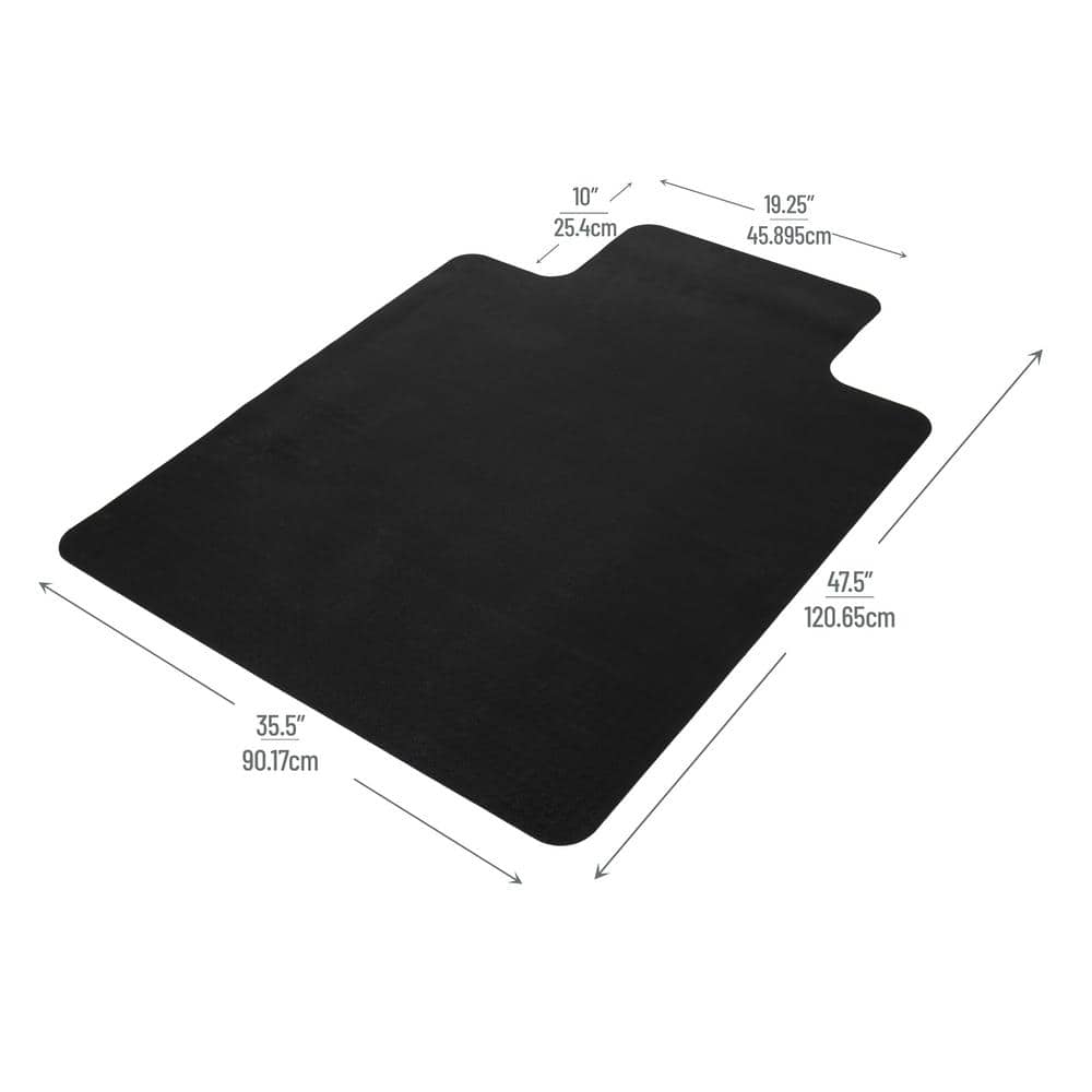 Black Scratch-Resistant Polypropylene Office Chair Mat for Hard Floors