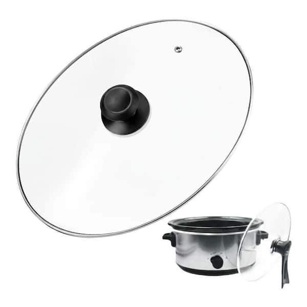 Oval Glass Lid 6 Quart Heat-Resistant Extended Handle Standable Replacement for 6QT Slow Cooker 1 Piece