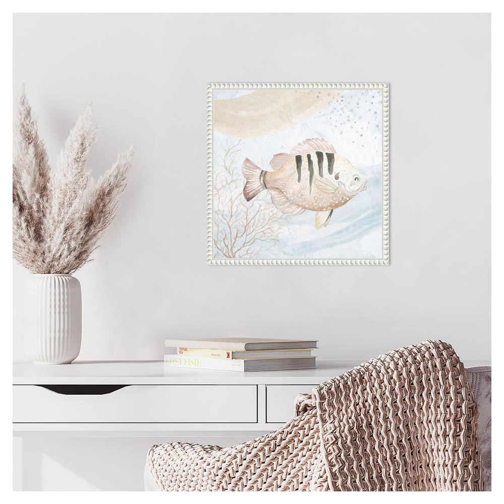 Ocean Oasis Waves Tropical Fish II Canvas Art with White Frame