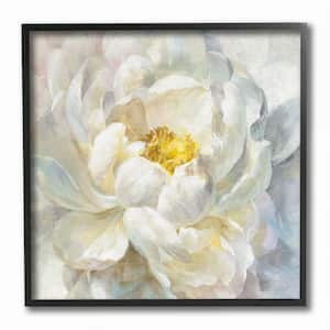 "Delicate Flower Petals Soft White Yellow Painting" by Danhui Nai Framed Nature Wall Art Print 12 in. x 12 in.