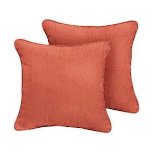 Sunbrella Canvas Persimmon Square Indoor/Outdoor Corded Throw Pillow (2-Pack)