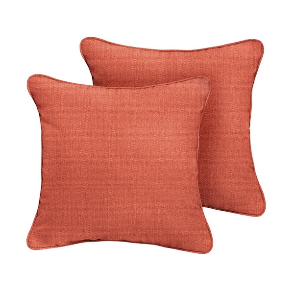 SORRA HOME Sunbrella Canvas Persimmon Square Indoor/Outdoor Corded Throw Pillow (2-Pack)