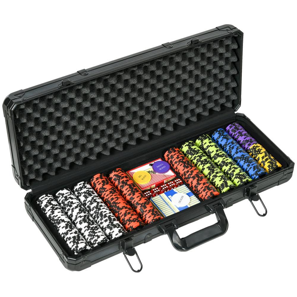 Soozier Poker Chip Set with 6 Denominations, 500 Chips, 14 Gram Clay