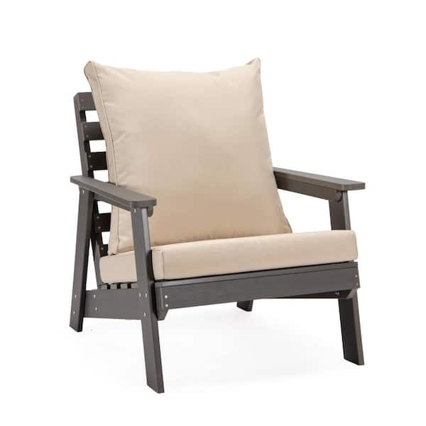 Leisuremod Lounge Arm Chair with Removable Cushions in Polyester and High-Impact Polystyrene Frame Alpine Collection in Beige