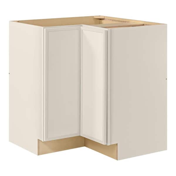 Leyton 32 in. W x 32 in. D x 34.5 in. H Ready to Assemble Plywood Slim Shaker Lazy Susan Corner Cabinet in Antique White