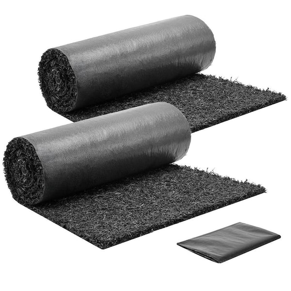 Rubber Mulch Mat Roll, 2 Rolls 96 x 24 in. Recycled Rubber Mulch Mat, 0.5 Thick Cuttable, Reduced Weed Growth, Natural