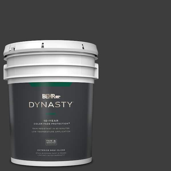 BEHR DYNASTY 5 gal. Black Semi-Gloss Enamel Exterior Stain-Blocking Paint & Primer