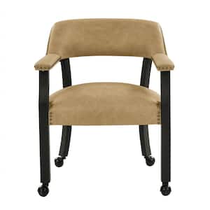 Rylie Sand and Black Upholstered Arm Chair with Casters