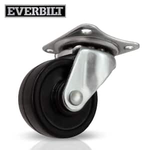 1-1/2 in. Black Soft Rubber and Steel Swivel Plate Caster with 40 lb. Load Rating