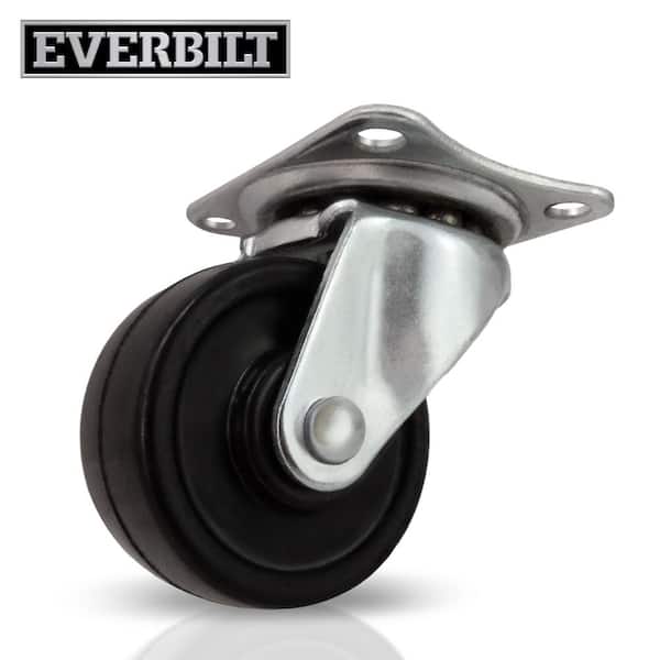 Everbilt 1-1/2 in. Black Soft Rubber and Steel Swivel Plate Caster with 40 lb. Load Rating