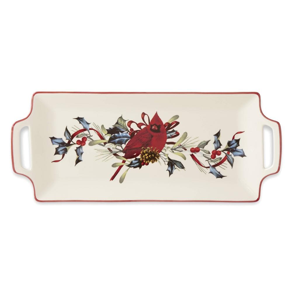 Lenox Winter Greetings 16.5 in. W 1 in. H 6.5 in. D Multi-Colored Porcelain Serving Tray