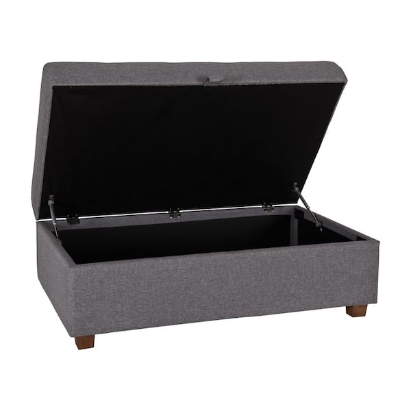 CorLiving Aubin Light Grey Large Storage Ottoman