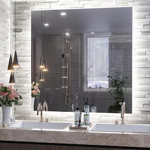 36 in. W x 36 in. H Rectangular Frameless LED Light Anti-Fog Wall Bathroom Vanity Mirror with Backlit