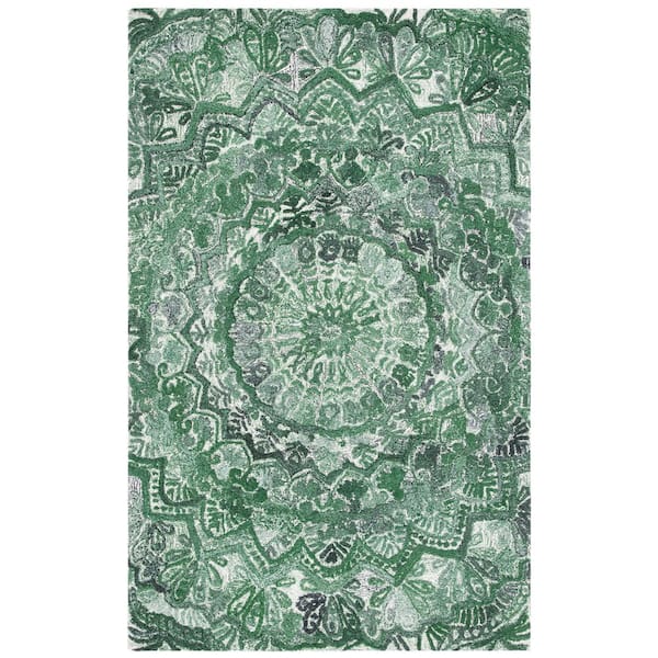 SAFAVIEH Marquee Green/Ivory 4 ft. x 6 ft. Floral Oriental Area Rug