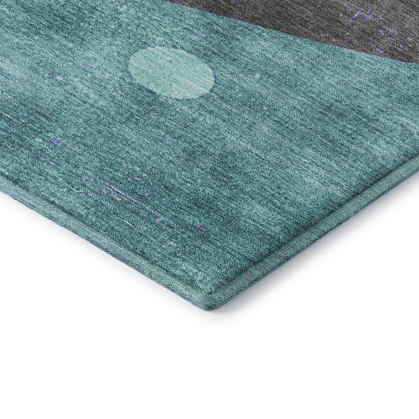 Mayfield Premium Machine Washable Abstract AMF2185 Teal 10 ft. x 14 ft. Area Rug
