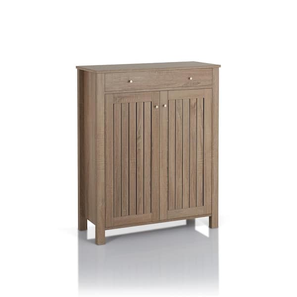 Furniture of America Guillaume Distressed Taupe Shoe Cabinet with