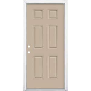 36 in. x 80 in. 6-Panel Canyon View Right-Hand Inswing Painted Smooth Fiberglass Prehung Front Door with Brickmold