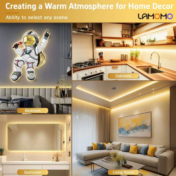 16.4 ft. Integrated LED White Finish Strip Light Fixture, Warm White 3000K Dimmable Waterproof Neon Rope Lights