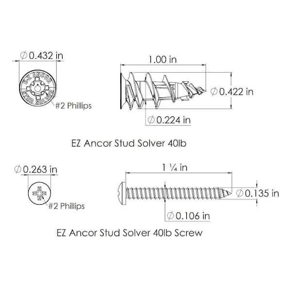 E-Z Ancor Stud Solver 40 lbs. Drywall and Stud Anchors (50-Pack