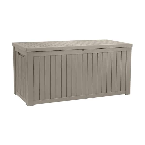 180 Gal. XL Brown Resin Waterproof Deck Box with Divider