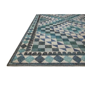 Malik Ivory/Ocean 5 ft. x 7 ft. 6 in. Contemporary 100% Polyester Pile Area Rug