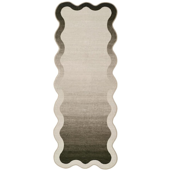 2 ft. x 6 ft. Camel Fan-Shaped Abstract Gradient Solid Color Ultra-Thin Foldable for Bedroom Dining Room Area Rug