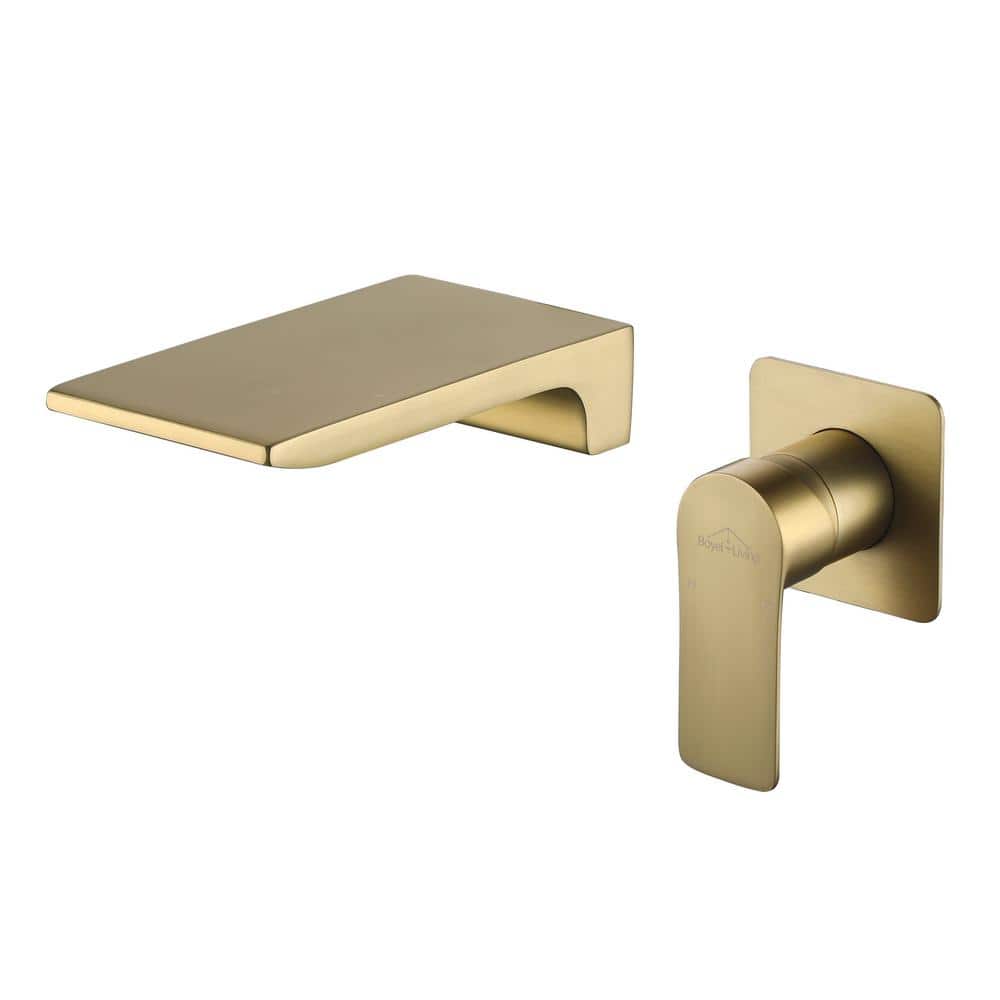 Single Handle Wall Mounted Faucet with Valve in Brushed Gold