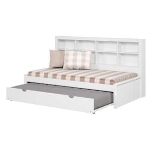 White Twin Bookcase Daybed with Trundle