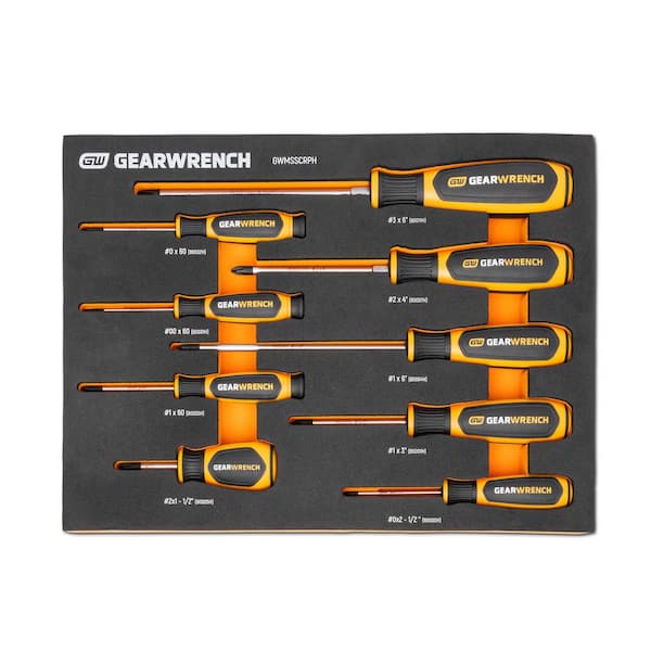 GEARWRENCH Phillips Dual Material Screwdriver Set with EVA Foam Storage Tray (9-Piece)