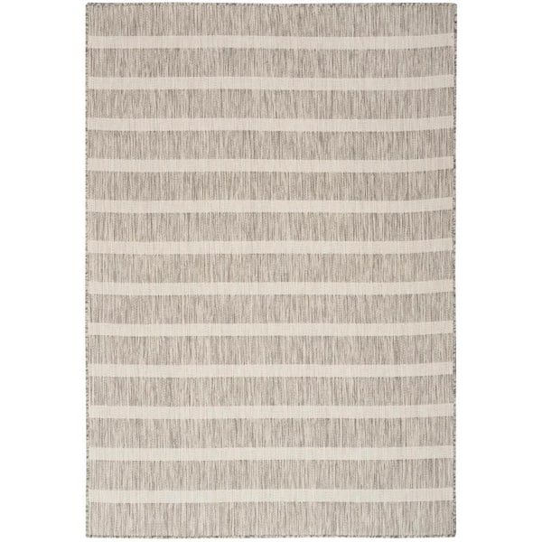 Positano Grey Ivory 5 ft. x 7 ft. Stripes Contemporary Area Rug